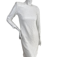 Chanel Spring 2018 Ivory Sequin Silk Lined Dress FR 34