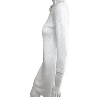 Chanel Spring 2018 Ivory Sequin Silk Lined Dress FR 34