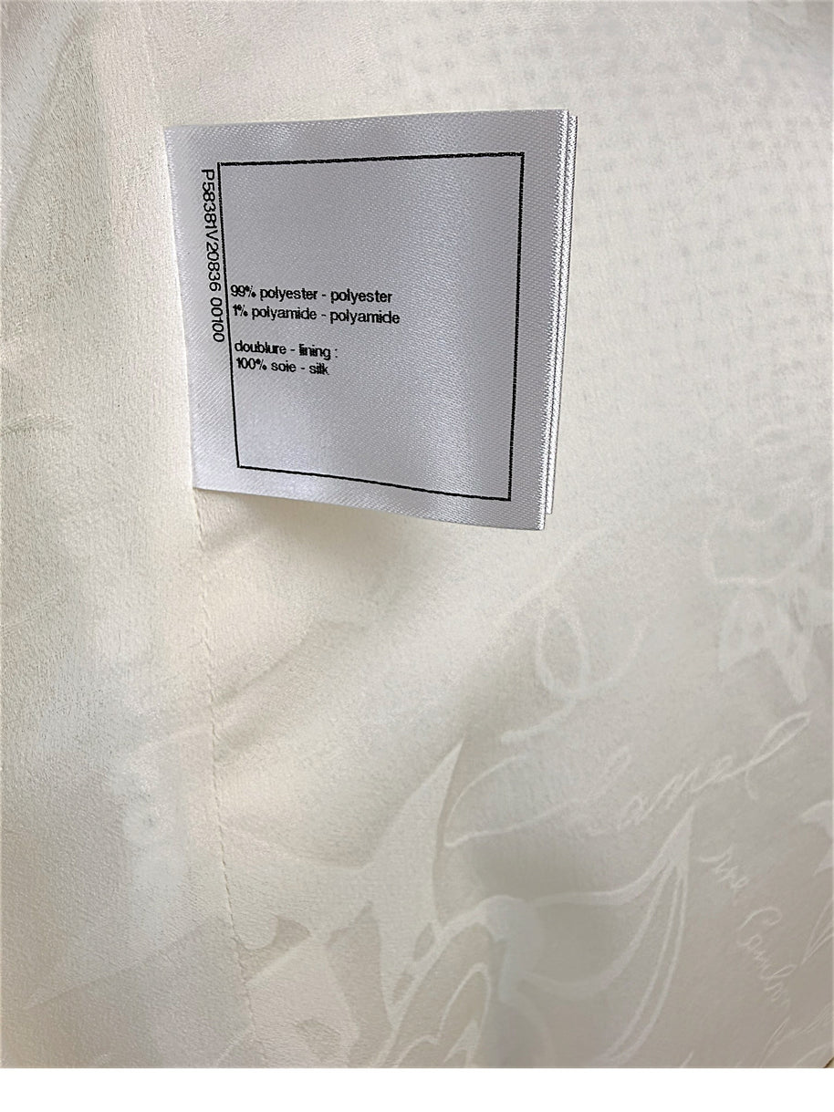 Chanel Spring 2018 Ivory Sequin Silk Lined Dress FR 34
