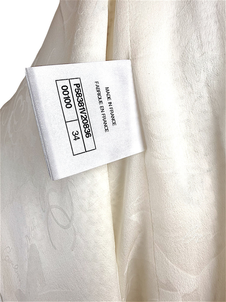 Chanel Spring 2018 Ivory Sequin Silk Lined Dress FR 34