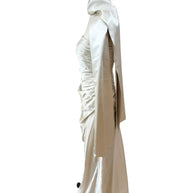 Givenchy Ivory Satin Ruched Column Evening Dress with Silk Sash Scarf Riccardo Tisci Era