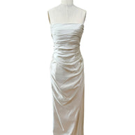Givenchy Ivory Satin Ruched Column Evening Dress with Silk Sash Scarf Riccardo Tisci Era