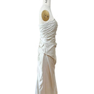 Givenchy Ivory Satin Ruched Column Evening Dress with Silk Sash Scarf Riccardo Tisci Era