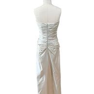 Givenchy Ivory Satin Ruched Column Evening Dress with Silk Sash Scarf Riccardo Tisci Era