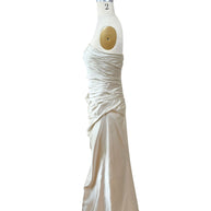 Givenchy Ivory Satin Ruched Column Evening Dress with Silk Sash Scarf Riccardo Tisci Era