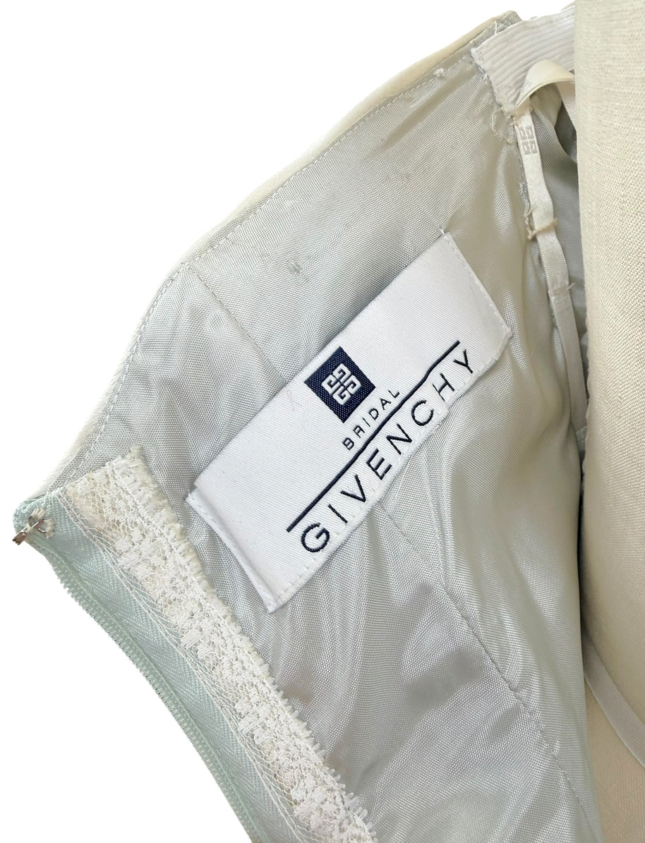 Givenchy Ivory Satin Ruched Column Evening Dress with Silk Sash Scarf Riccardo Tisci Era