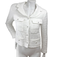 Chanel Spring Summer 2022 White Bouclé CC Button Jacket FR34