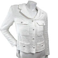 Chanel Spring Summer 2022 White Bouclé CC Button Jacket FR34
