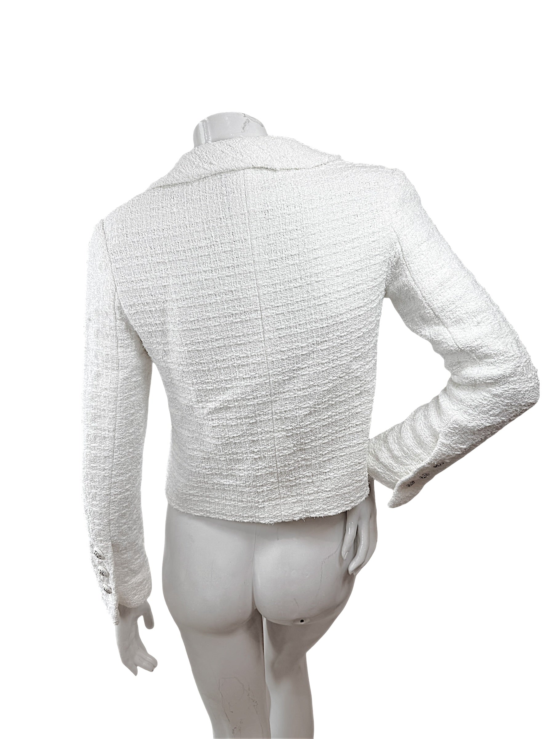 Chanel Spring Summer 2022 White Bouclé CC Button Jacket FR34