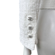 Chanel Spring Summer 2022 White Bouclé CC Button Jacket FR34