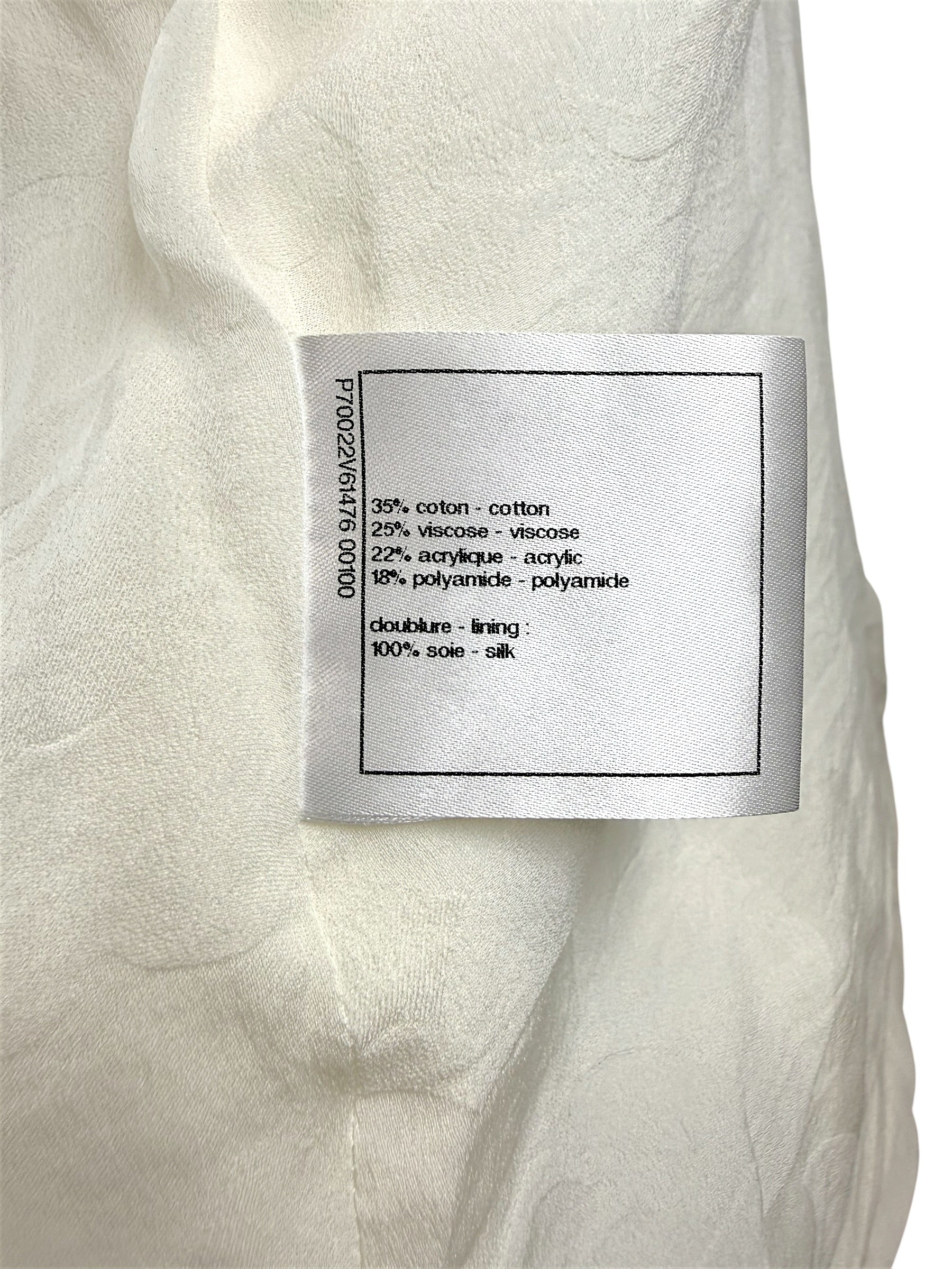 Chanel Spring Summer 2022 White Bouclé CC Button Jacket FR34