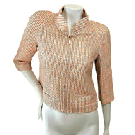 Chanel Resort 2012 Coral Tweed Zip Jacket Gold CC