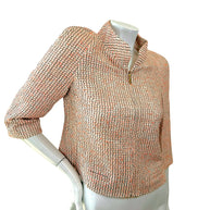 Chanel Resort 2012 Coral Tweed Zip Jacket Gold CC