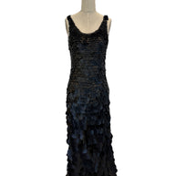 Chloé SS2008 Black Leather Paillette Maxi Evening Gown FR 36 (US 4)