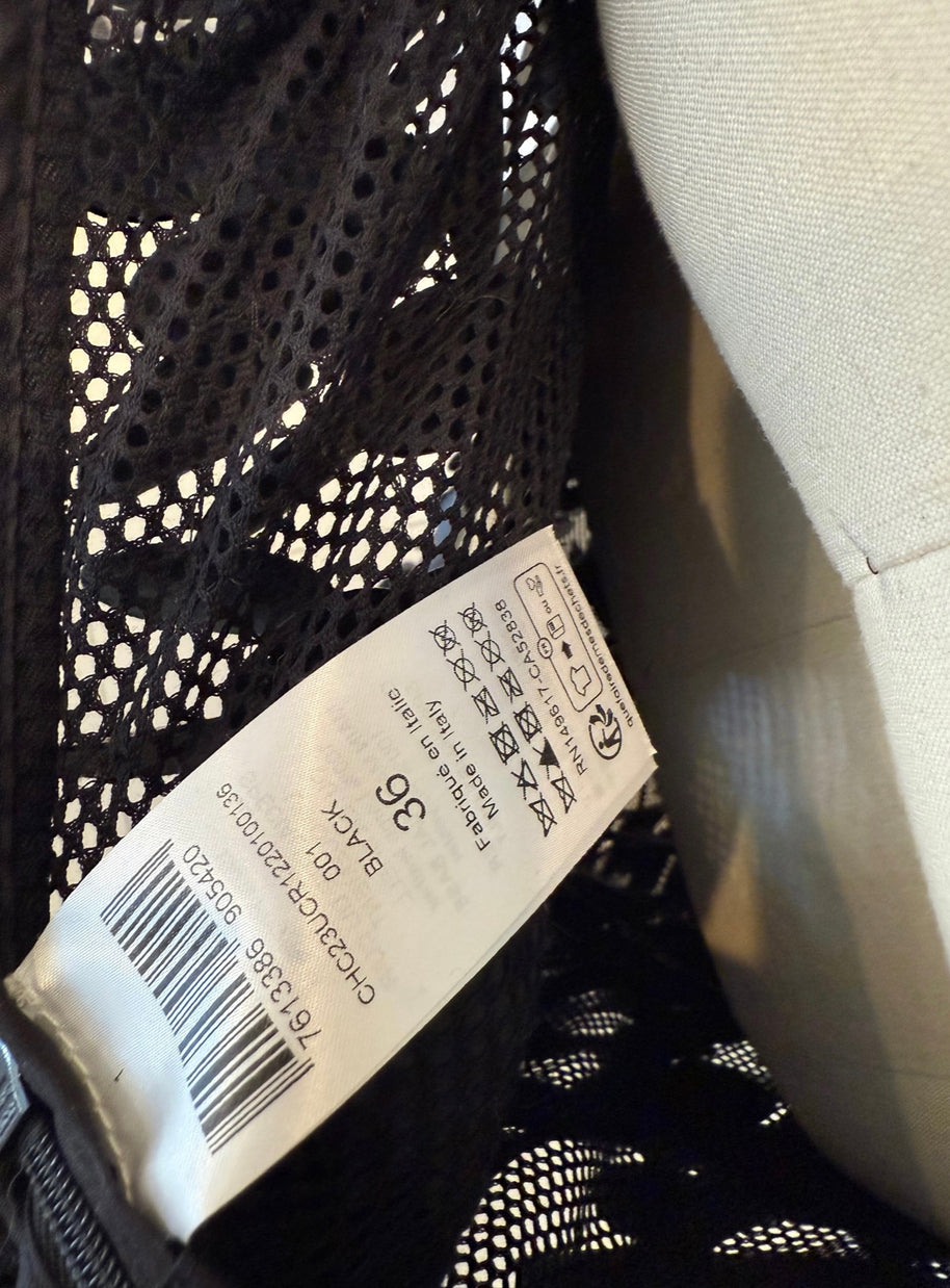 Chloé SS2008 Black Leather Paillette Maxi Evening Gown FR 36 (US 4)