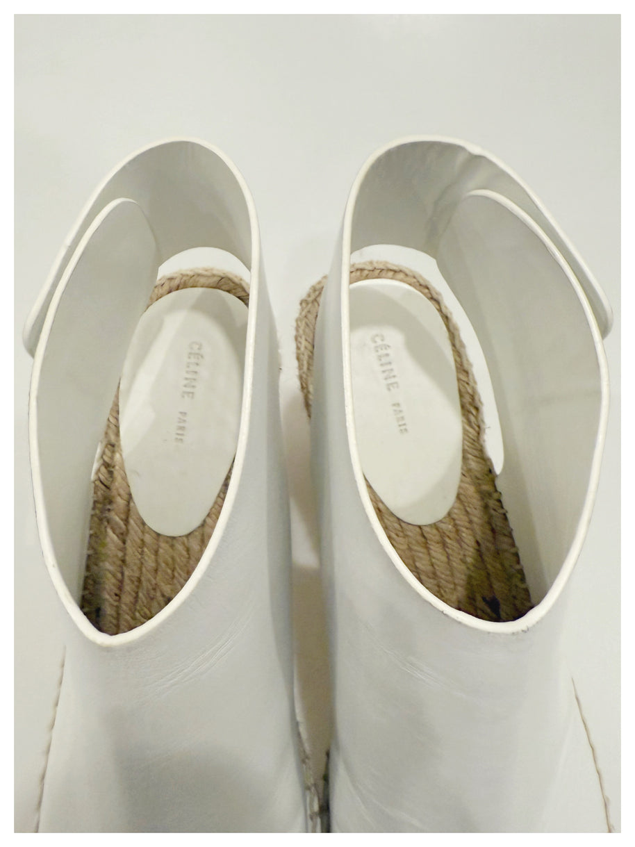 CÉLINE White Leather Espadrille Wedges SS16/SS17 (Phoebe Philo Era) Size 38
