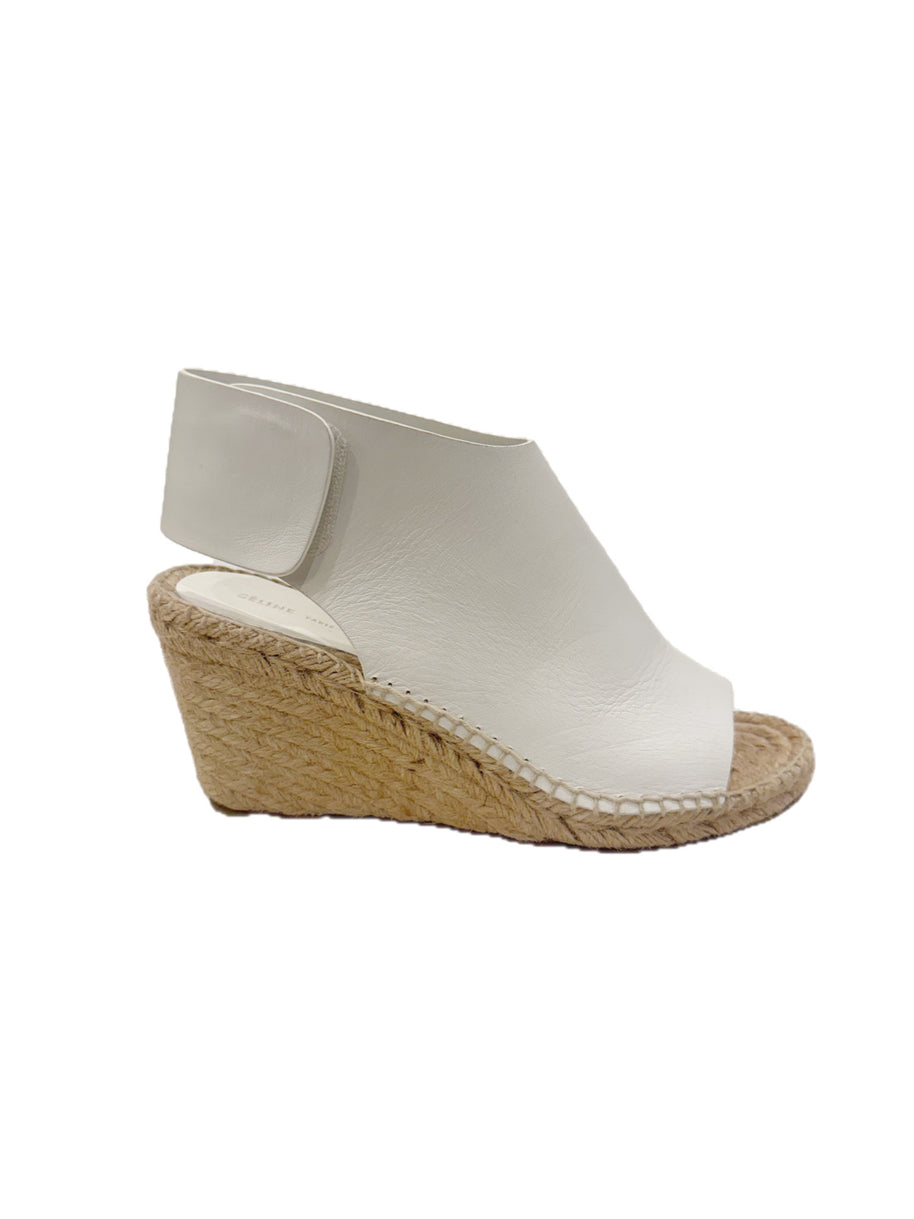 CÉLINE White Leather Espadrille Wedges SS16/SS17 (Phoebe Philo Era) Size 38