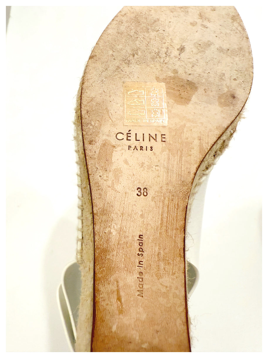 CÉLINE White Leather Espadrille Wedges SS16/SS17 (Phoebe Philo Era) Size 38