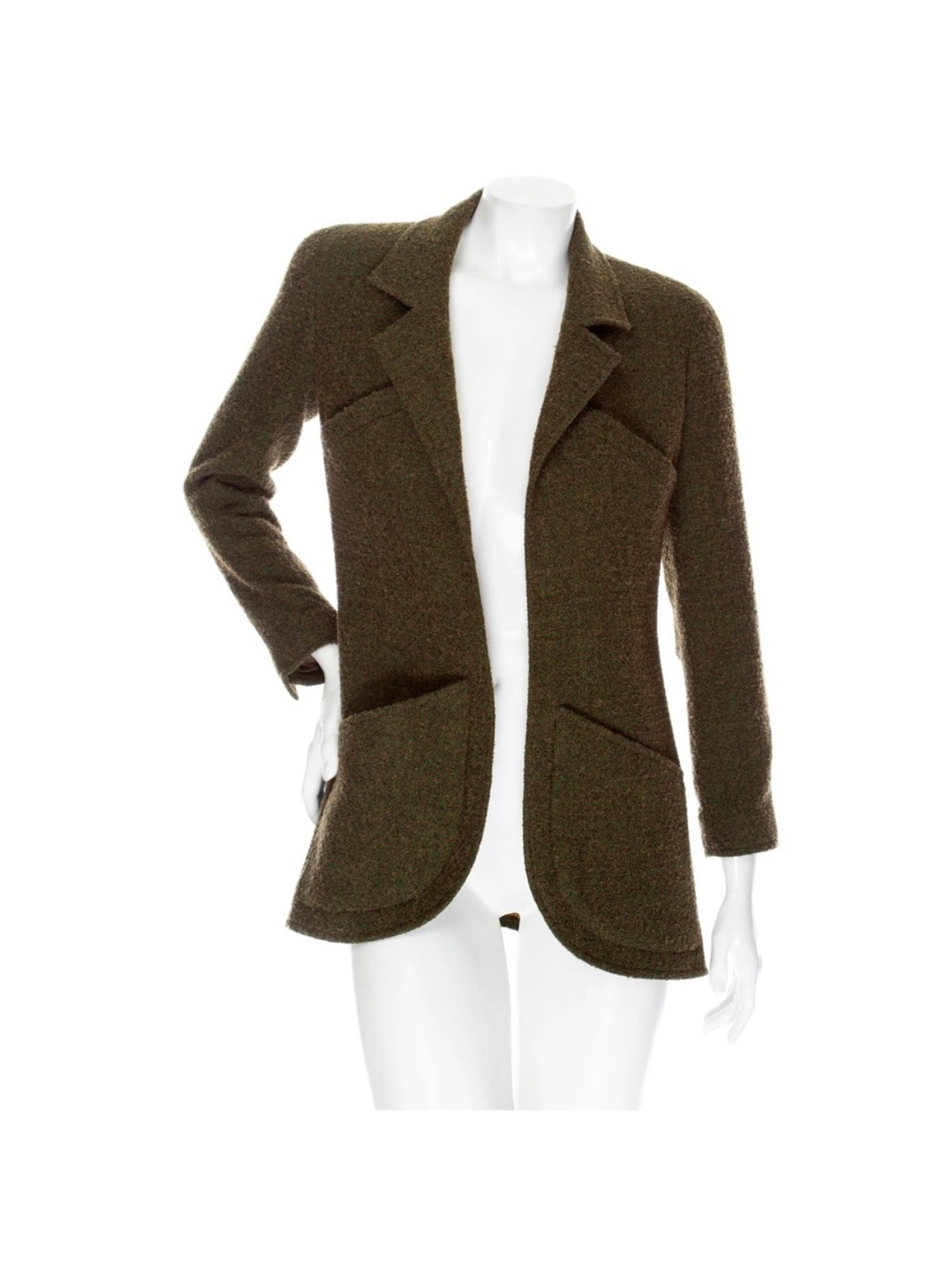 Chanel Vintage Green Tweed CC Button Jacket Fall 1994 FR 36