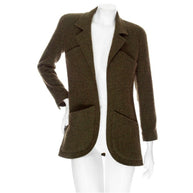 Chanel Vintage Green Tweed CC Button Jacket Fall 1994 FR 36