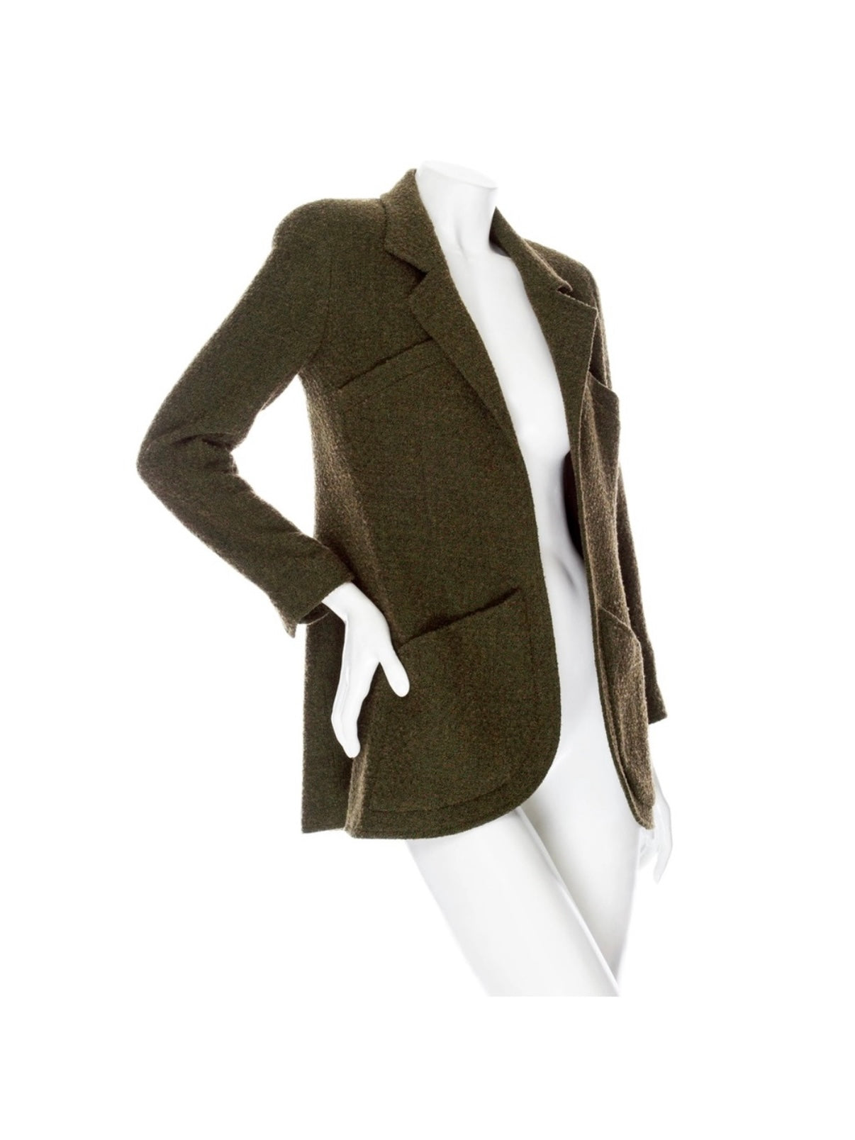 Chanel Vintage Green Tweed CC Button Jacket Fall 1994 FR 36