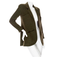 Chanel Vintage Green Tweed CC Button Jacket Fall 1994 FR 36
