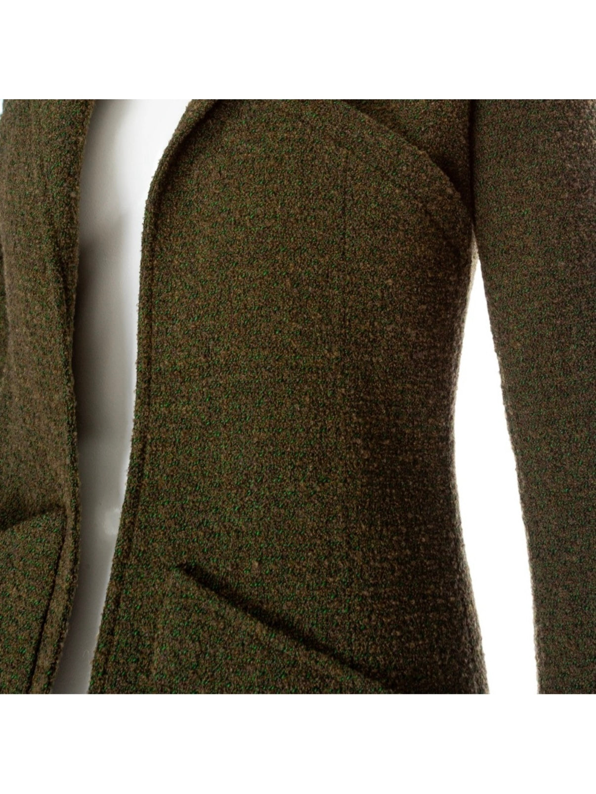 Chanel Vintage Green Tweed CC Button Jacket Fall 1994 FR 36