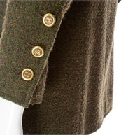 Chanel Vintage Green Tweed CC Button Jacket Fall 1994 FR 36