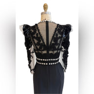 Dolce & Gabbana FW 2010 Runway Black Embroidered Evening Gown w/ Crystal Trim IT 38