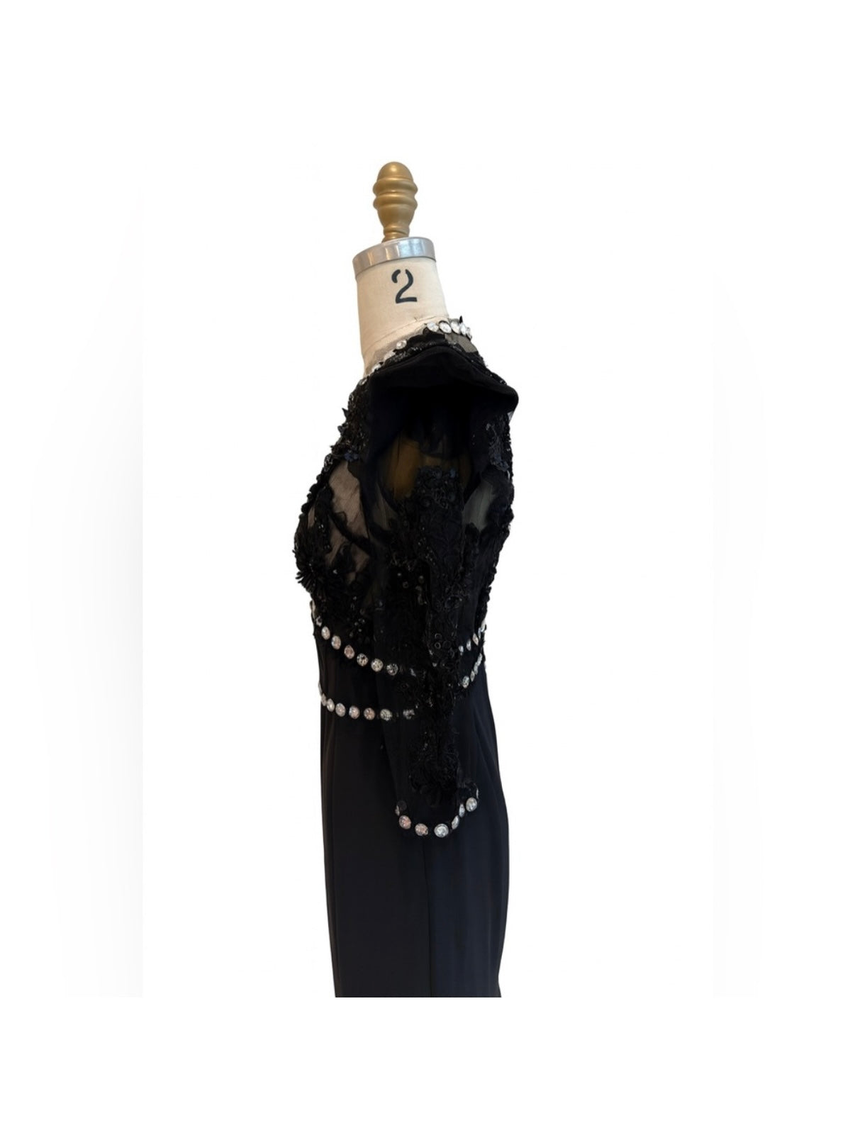 Dolce & Gabbana FW 2010 Runway Black Embroidered Evening Gown w/ Crystal Trim IT 38