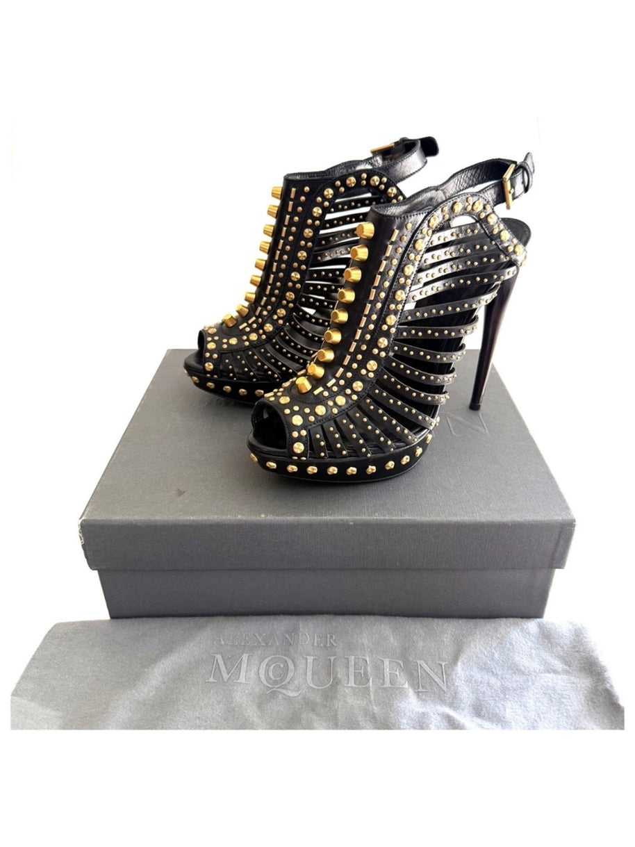 Alexander McQueen SS12 “Maxima” Studded Cage Platform Sandals Size 39