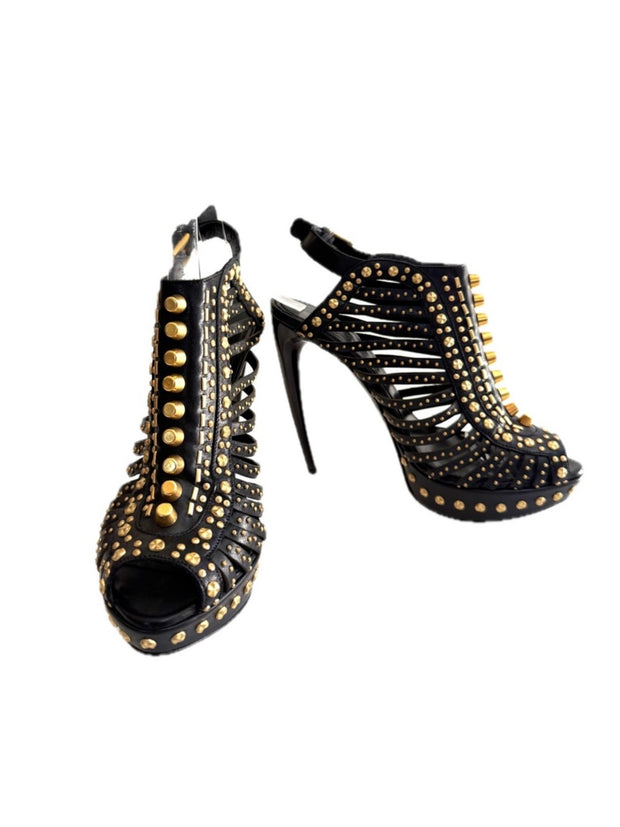 Alexander McQueen SS12 “Maxima” Studded Cage Platform Sandals Size 39