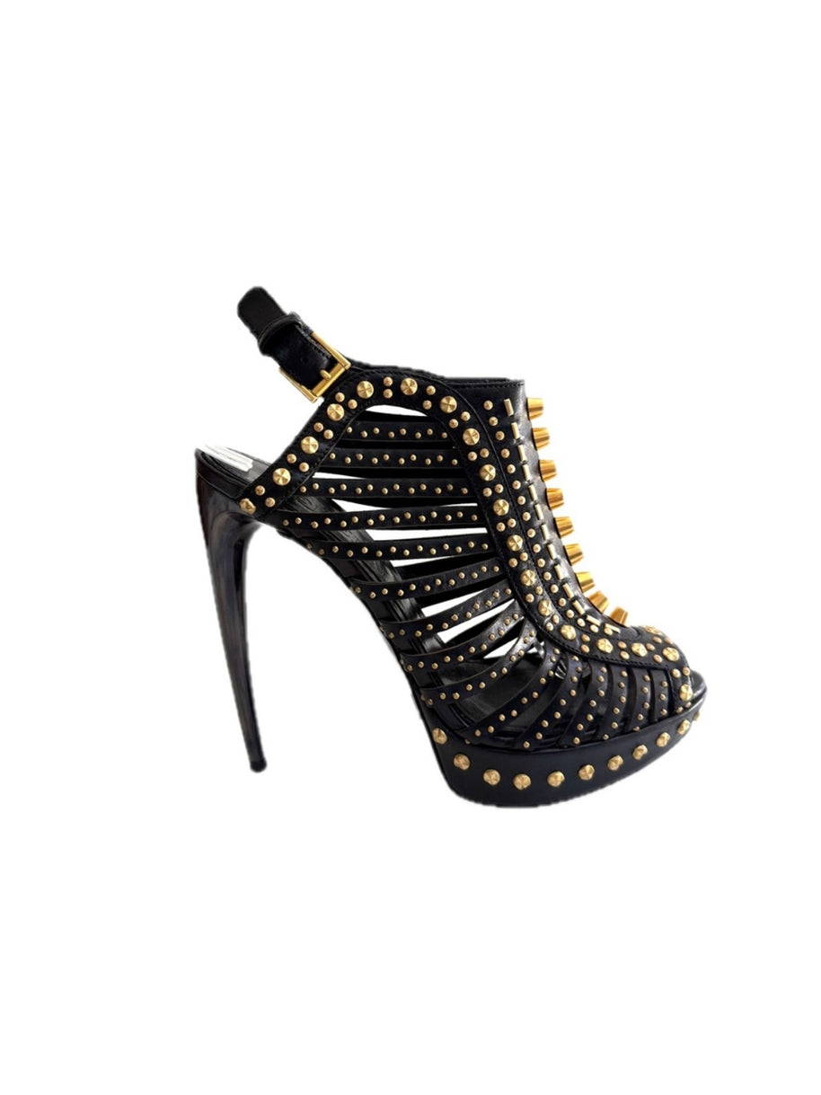 Alexander McQueen SS12 “Maxima” Studded Cage Platform Sandals Size 39