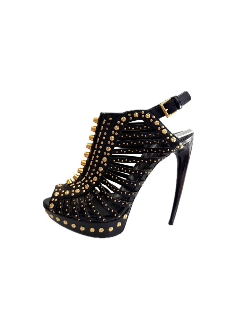 Alexander McQueen SS12 “Maxima” Studded Cage Platform Sandals Size 39