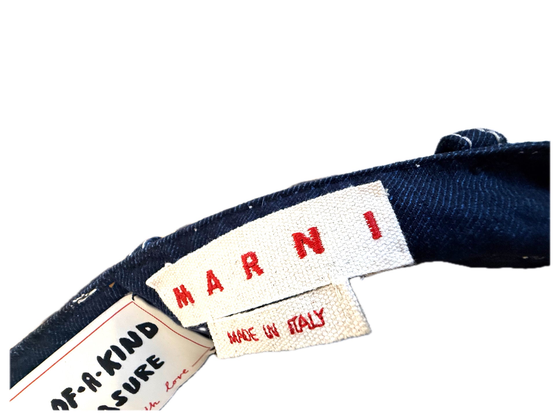 Marni Up Close Brand Label on Waist Line of Skirt with 'Made In Italy' label below it