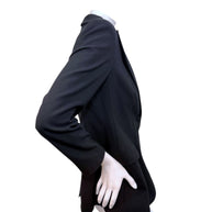 Side back angle of vintage Moschino Jeans black blazer highlighting tailored waist and classic silhouette