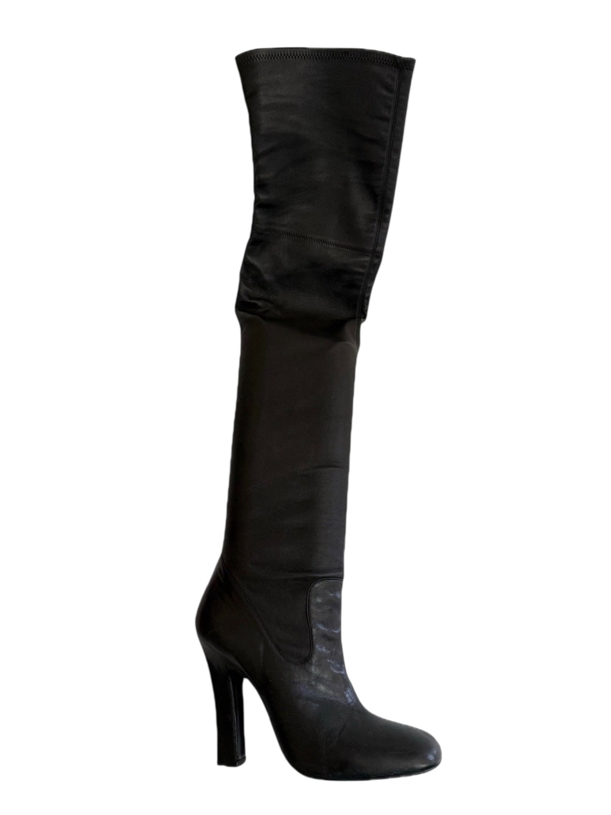 Yves Saint Laurent Over-the-Knee Black Leather Boots Women’s EU 39 US 8.5–9 High Heel
