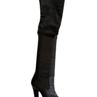 Yves Saint Laurent Over-the-Knee Black Leather Boots Women’s EU 39 US 8.5–9 High Heel