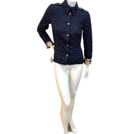 Burberry Brit Navy Quilted Jacket with Check Lining – Women’s Size Small