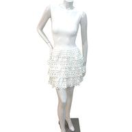 Alaïa Paris White Laser-Cut Ruffle Mini Dress FR 38 | Made in Italy