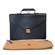 Vintage Louis Vuitton Black Epi Leather Briefcase Gold Lock France