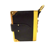 Prada Saffiano Black/Yellow Leather Trunk Style Notebook With Gold-Tone Hardware