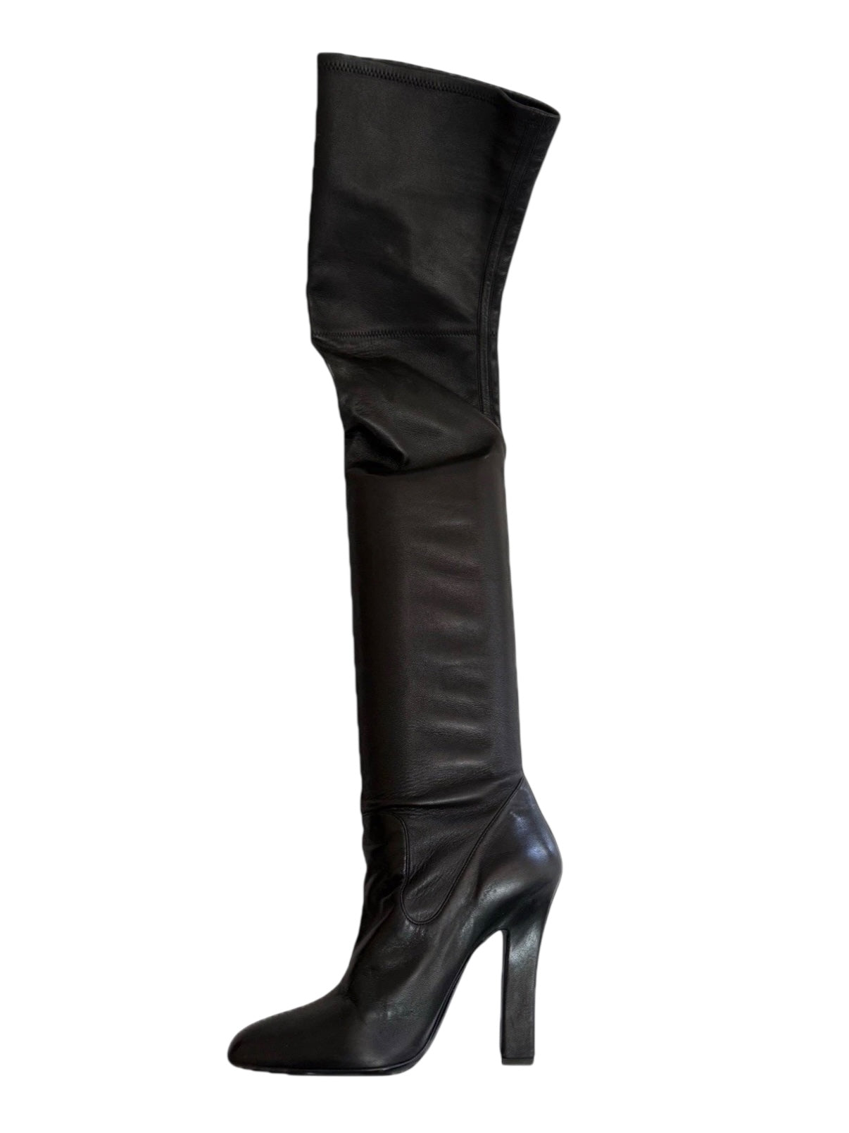 Yves Saint Laurent Over-the-Knee Black Leather Boots Women’s EU 39 US 8.5–9 High Heel