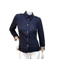 Burberry Brit Navy Quilted Jacket with Check Lining – Women’s Size Small