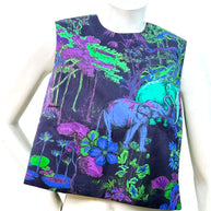 Christian Dior Raf Simons Jungle Elephant Print Silk Wool Top FR 36