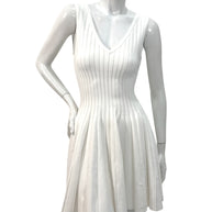 Alaïa White Ribbed Knit Fit & Flare Skater Dress SS19 Size 38