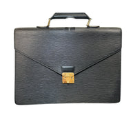 Vintage Louis Vuitton Black Epi Leather Briefcase Gold Lock France