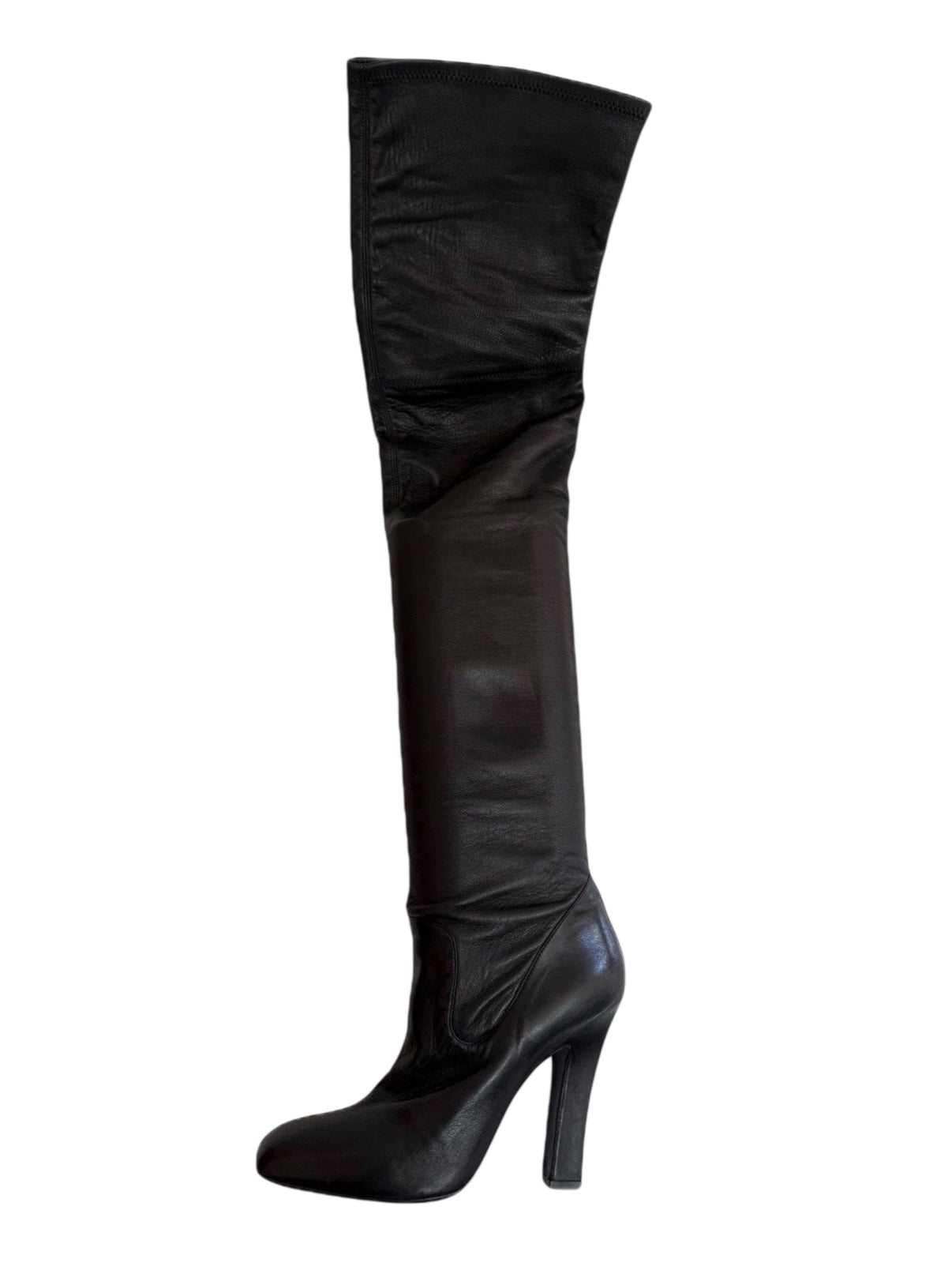 Yves Saint Laurent Over-the-Knee Black Leather Boots Women’s EU 39 US 8.5–9 High Heel