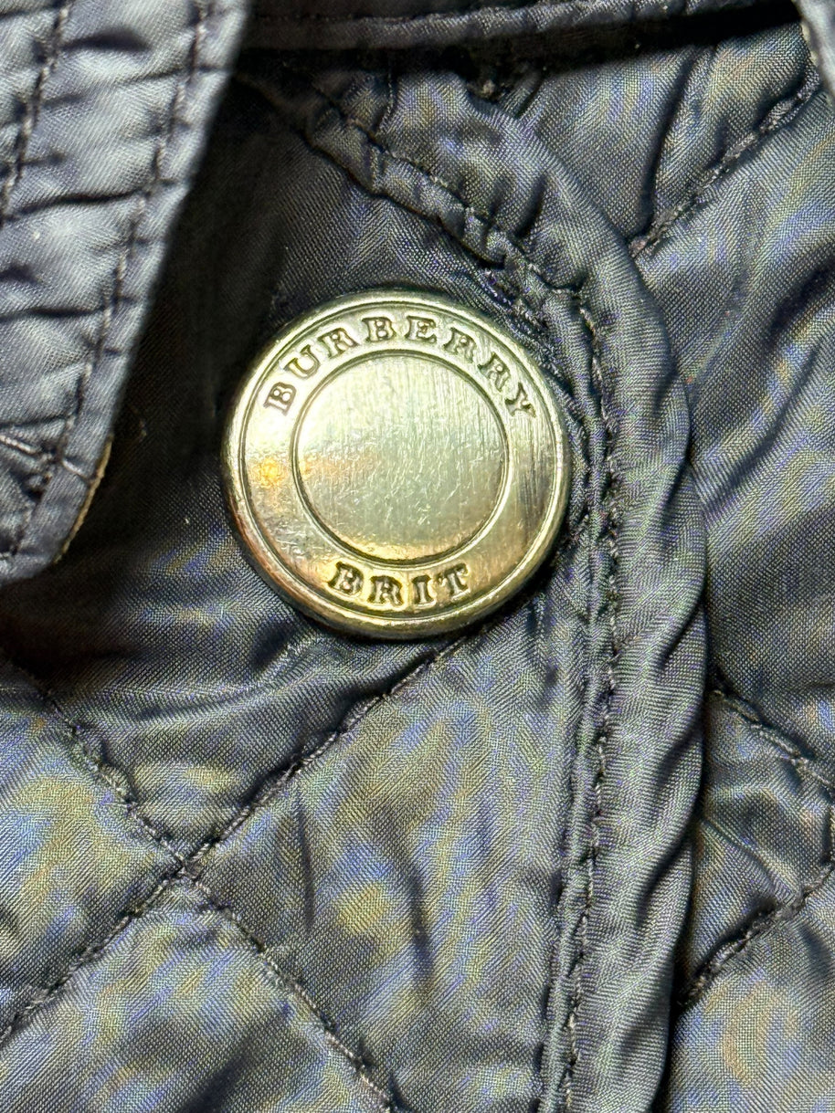 Burberry Brit Navy Quilted Jacket with Check Lining – Women’s Size Small