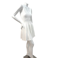 Alaïa White Ribbed Knit Fit & Flare Skater Dress SS19 Size 38